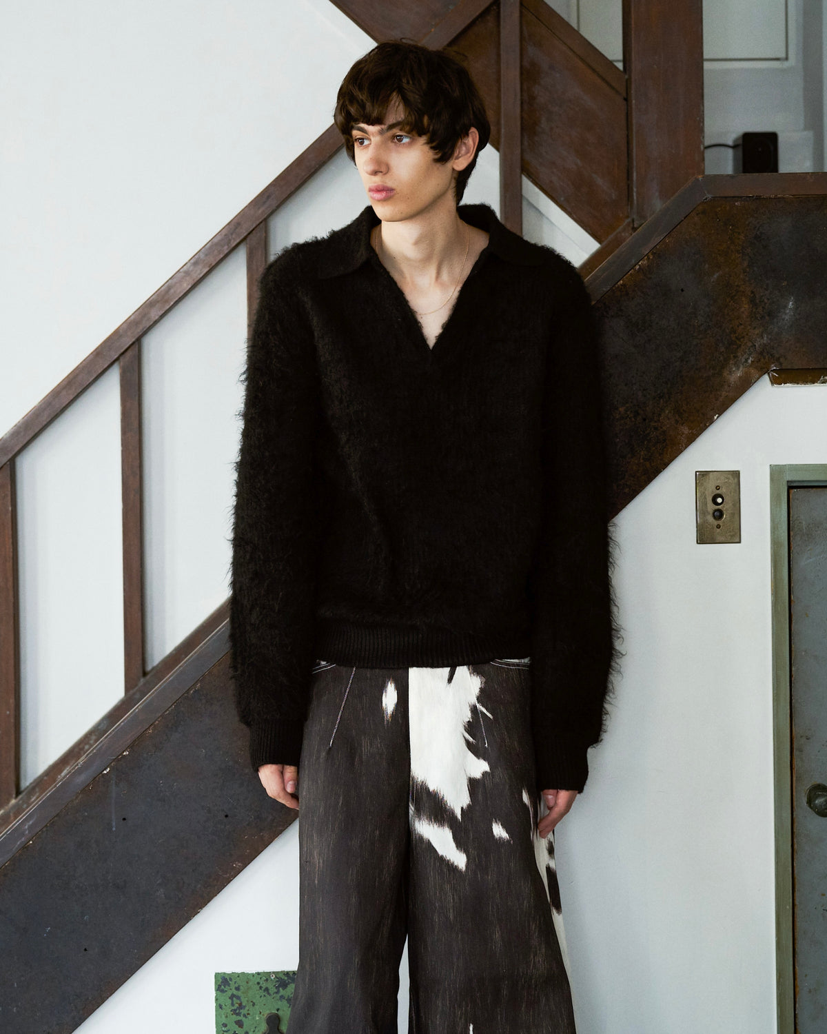 MOHAIR TOUCH SUPER SHAGGY SKIPPER KNIT SHIRT