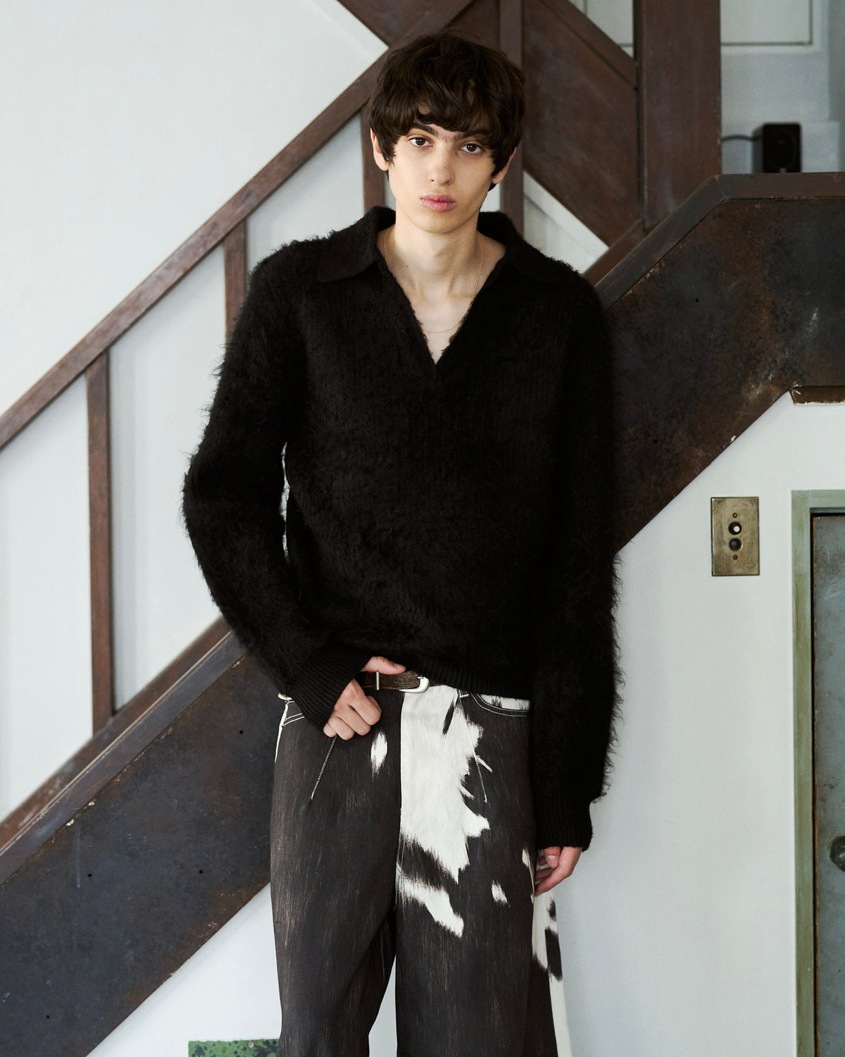 MOHAIR TOUCH SUPER SHAGGY SKIPPER KNIT SHIRT