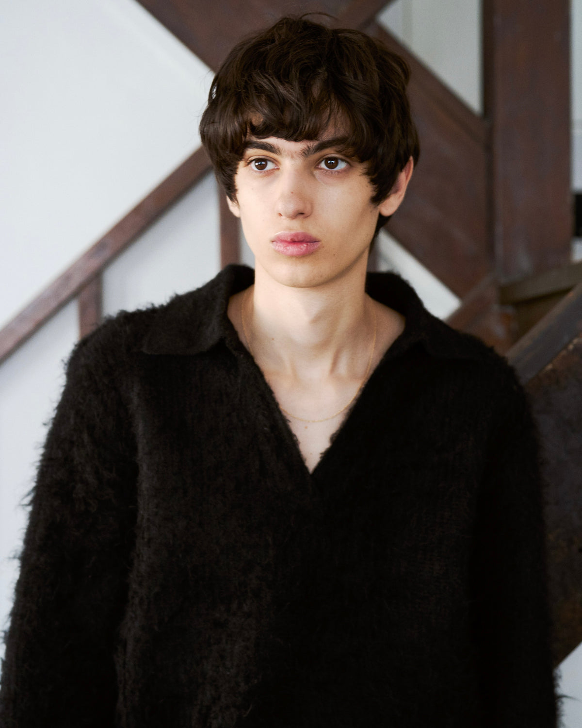 MOHAIR TOUCH SUPER SHAGGY SKIPPER KNIT SHIRT