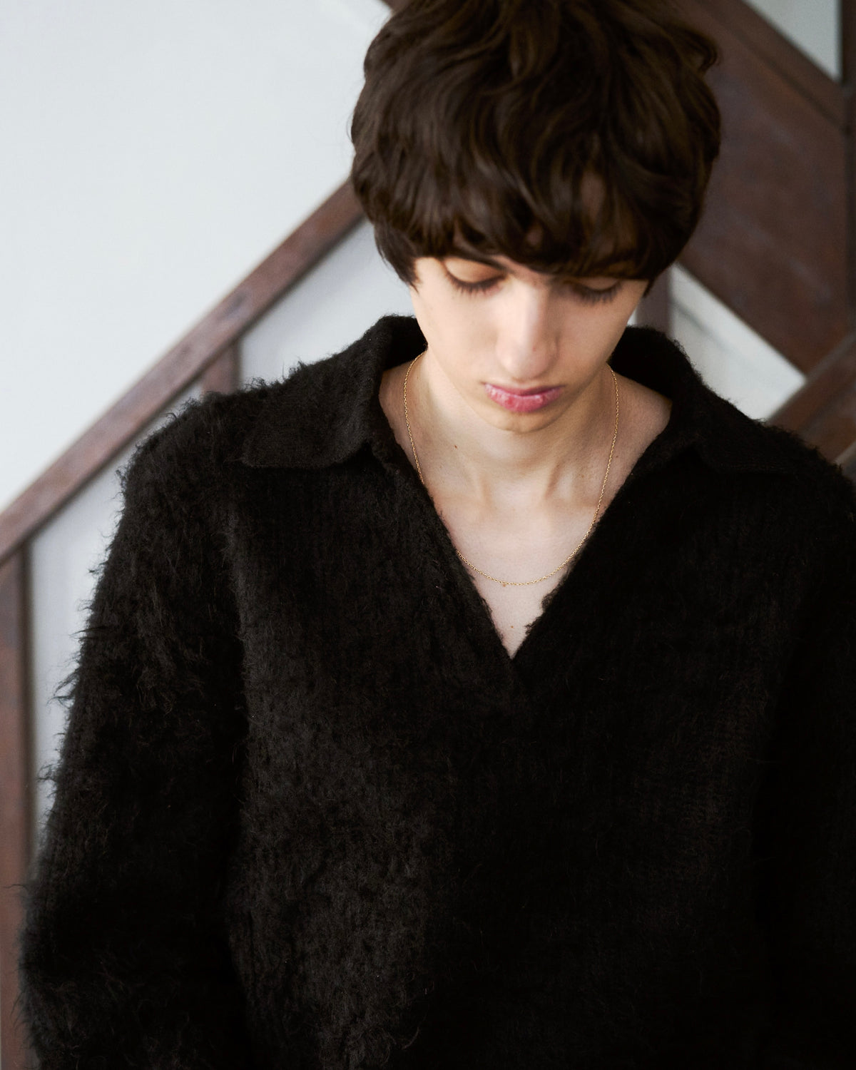 MOHAIR TOUCH SUPER SHAGGY SKIPPER KNIT SHIRT