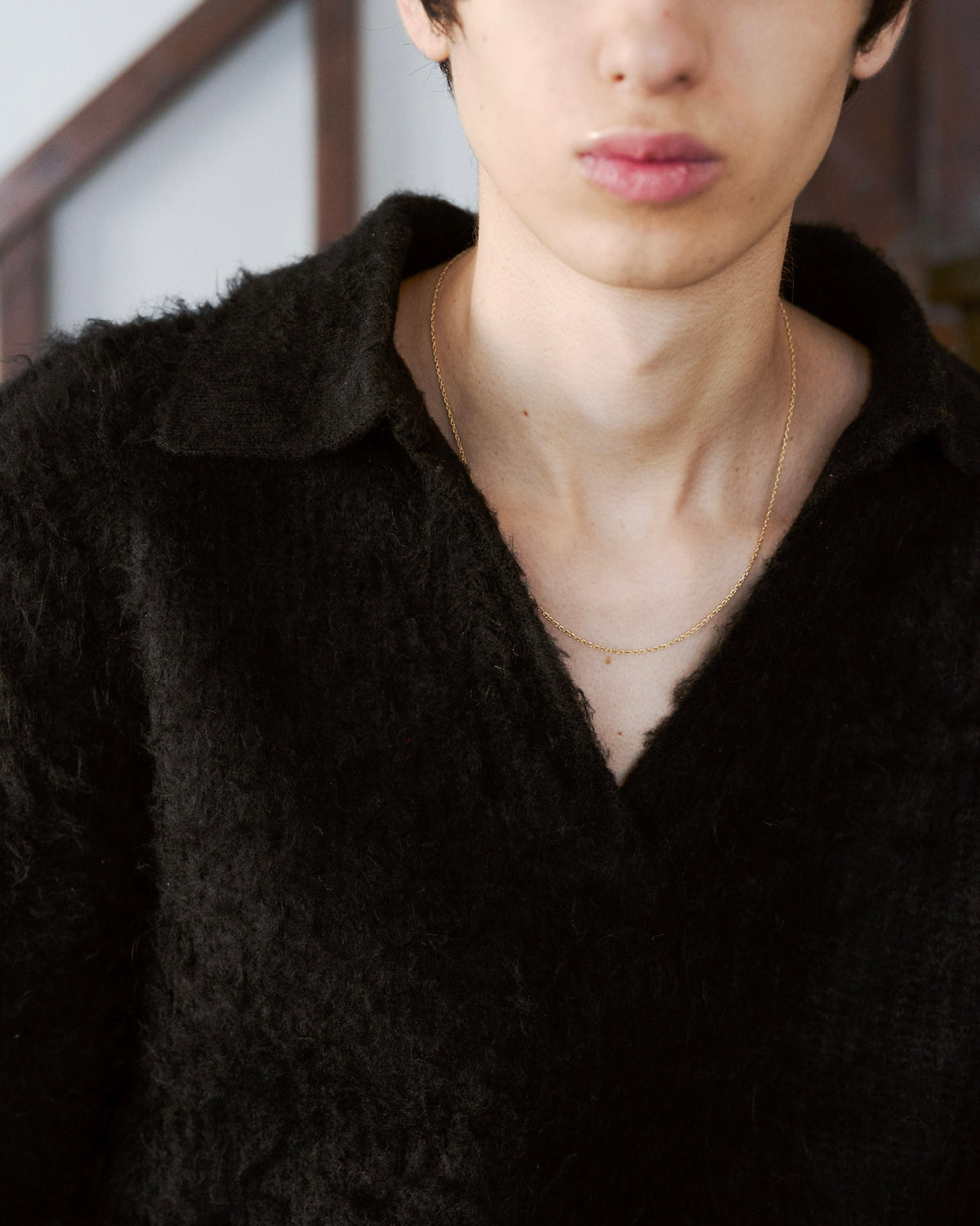 MOHAIR TOUCH SUPER SHAGGY SKIPPER KNIT SHIRT