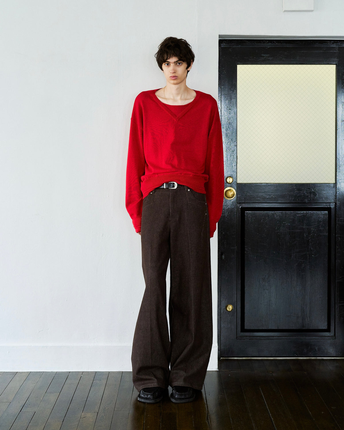 DOUBLE LAYERED V-NECK SWEATER