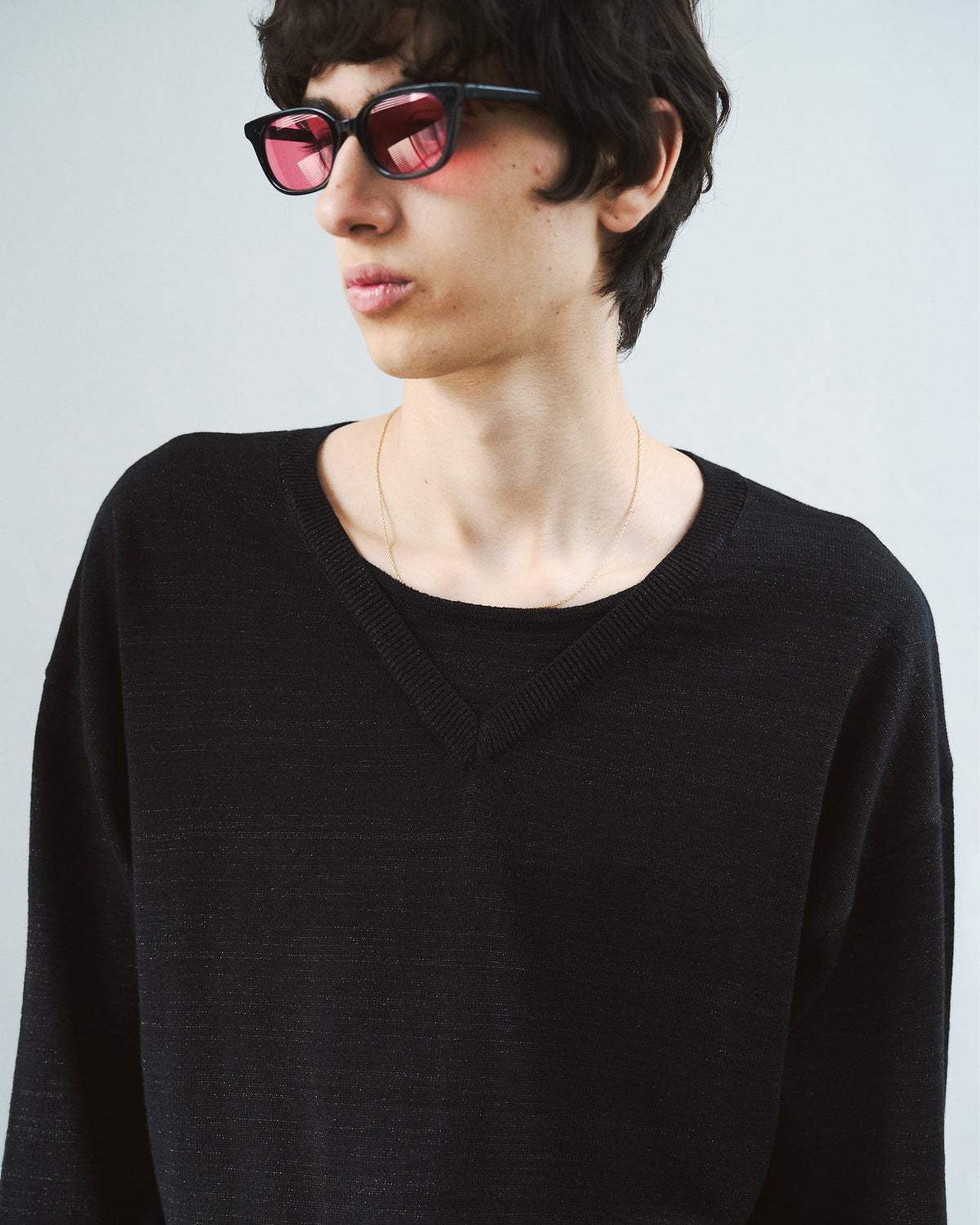 DOUBLE LAYERED V-NECK SWEATER