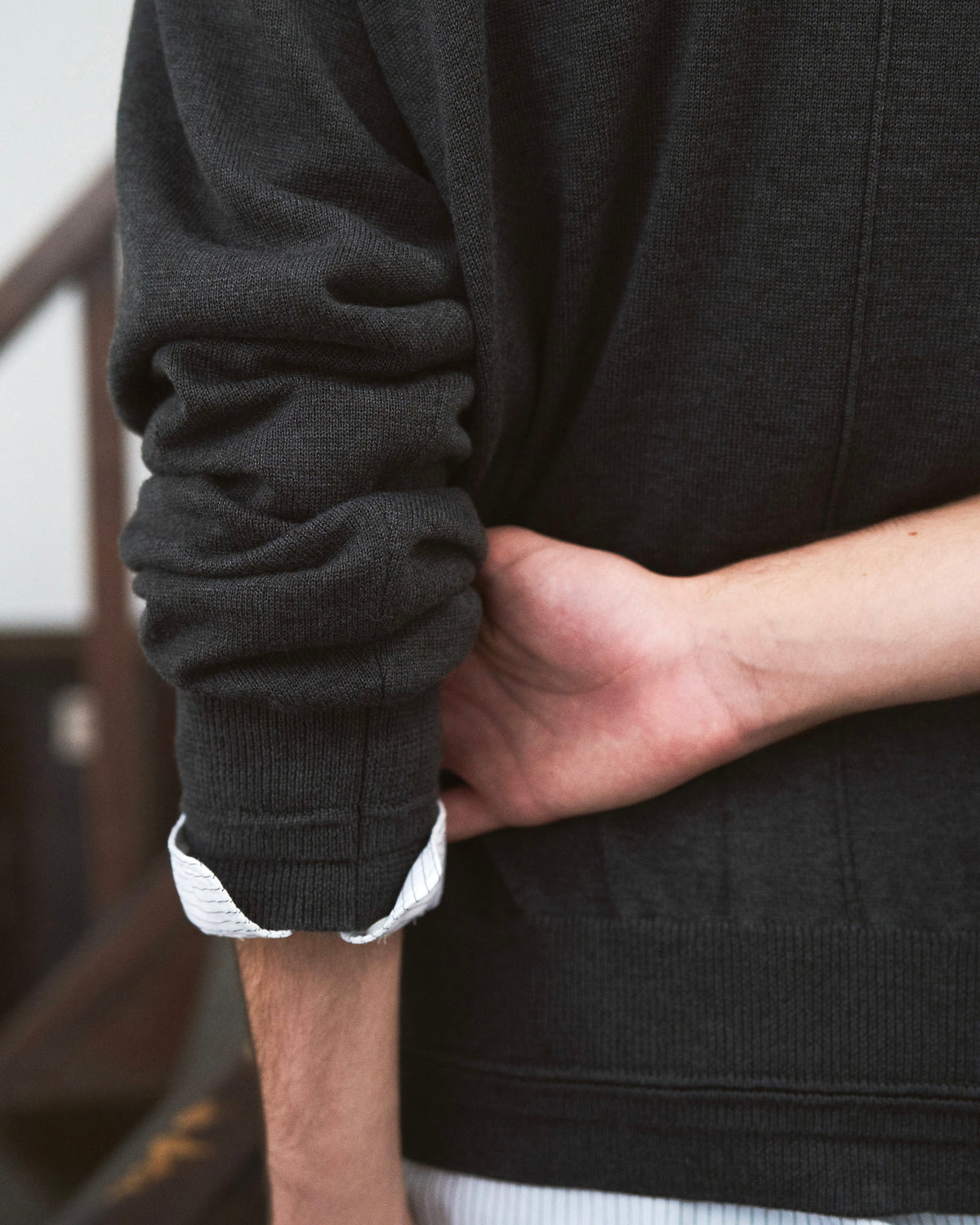 DOUBLE LAYERED V-NECK SWEATER