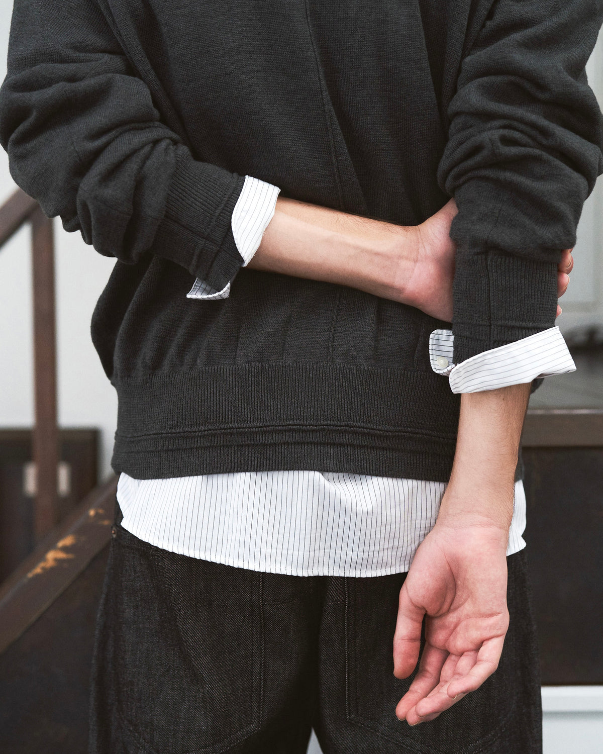 DOUBLE LAYERED V-NECK SWEATER