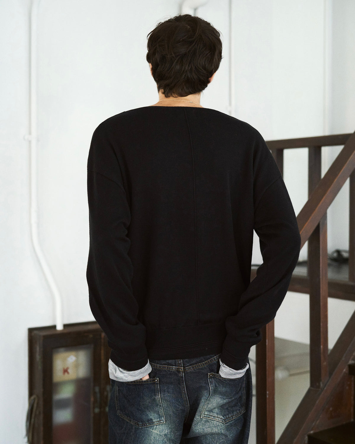 DOUBLE LAYERED V-NECK SWEATER