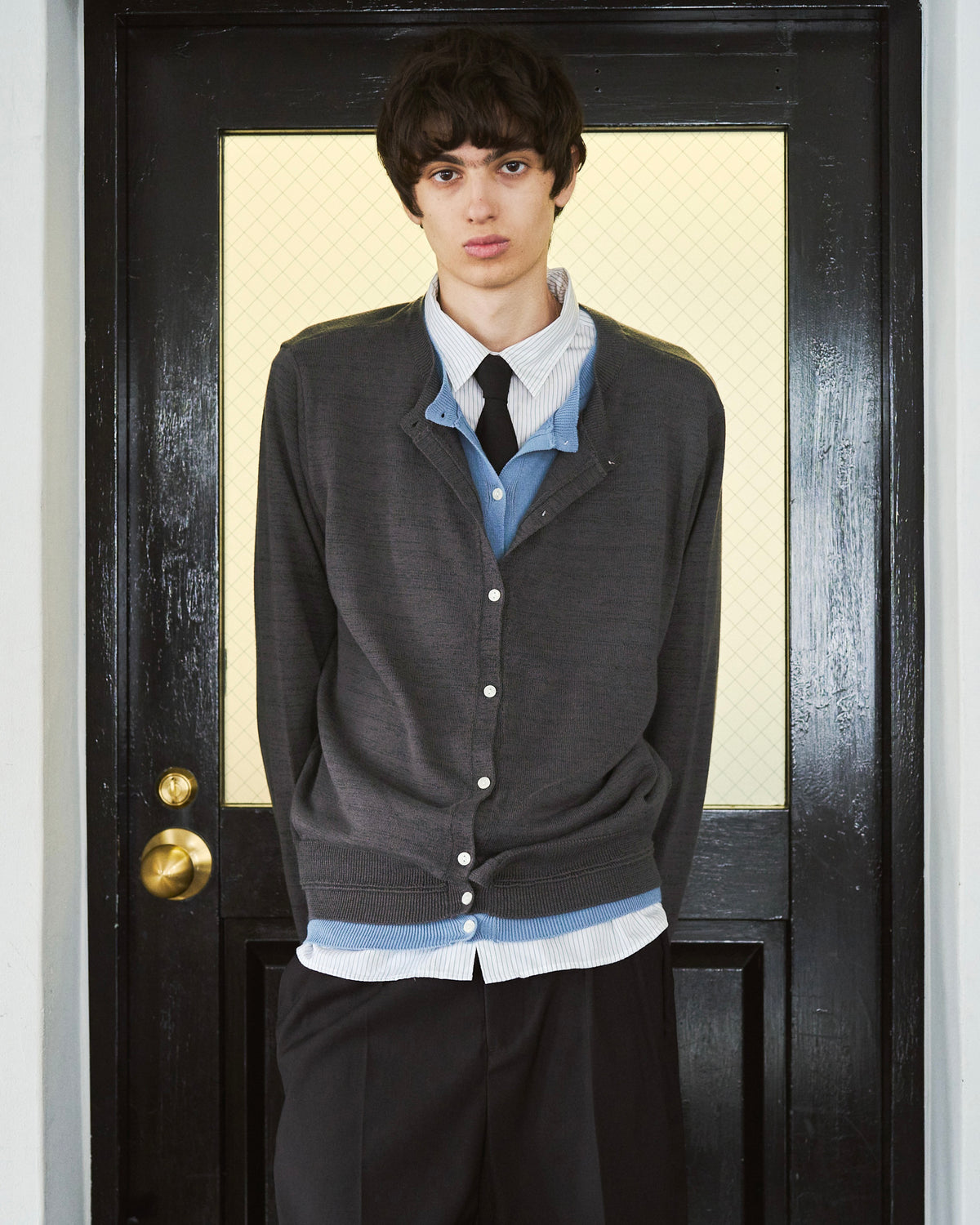 DOUBLE LAYERED KNIT CARDIGAN