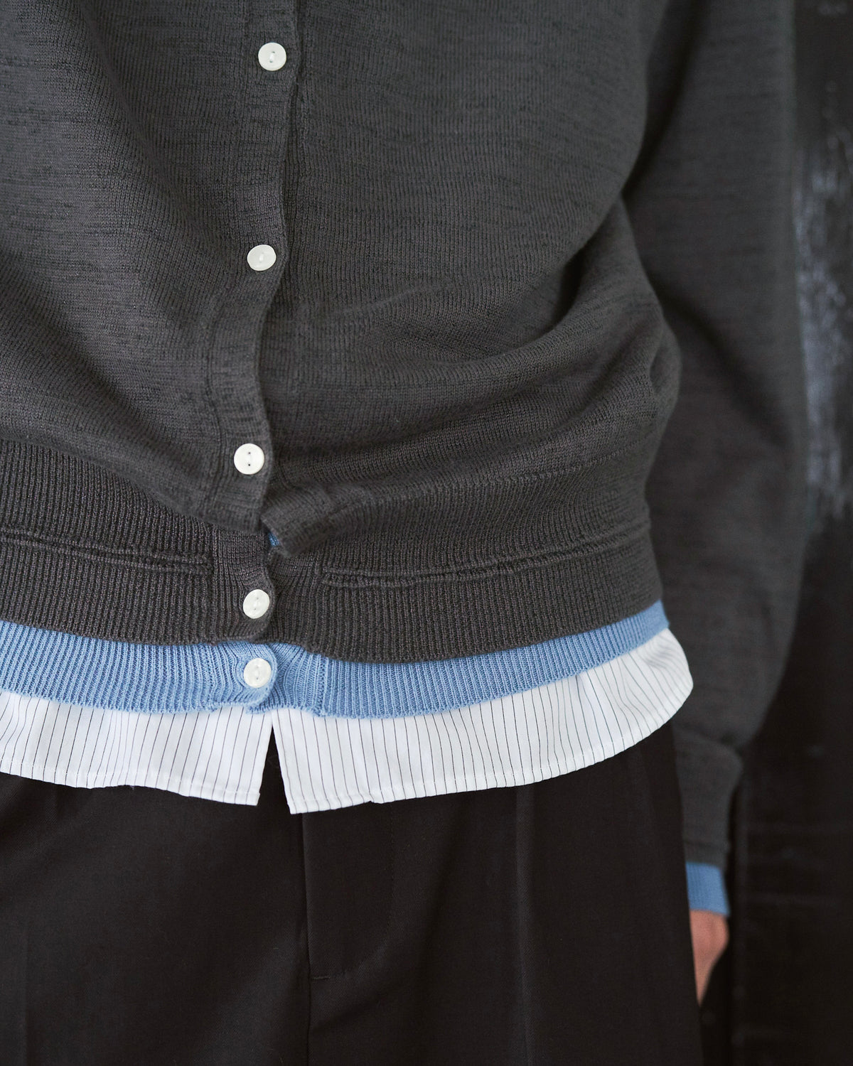 DOUBLE LAYERED KNIT CARDIGAN