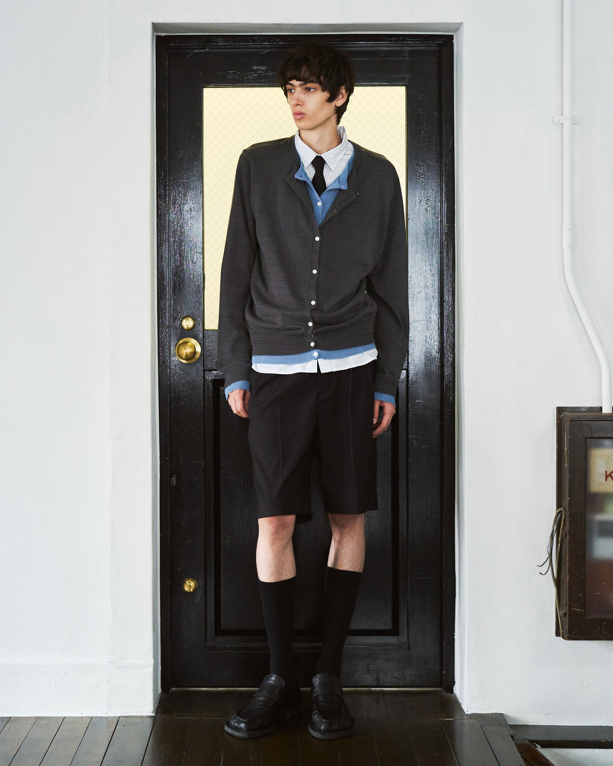 DOUBLE LAYERED KNIT CARDIGAN