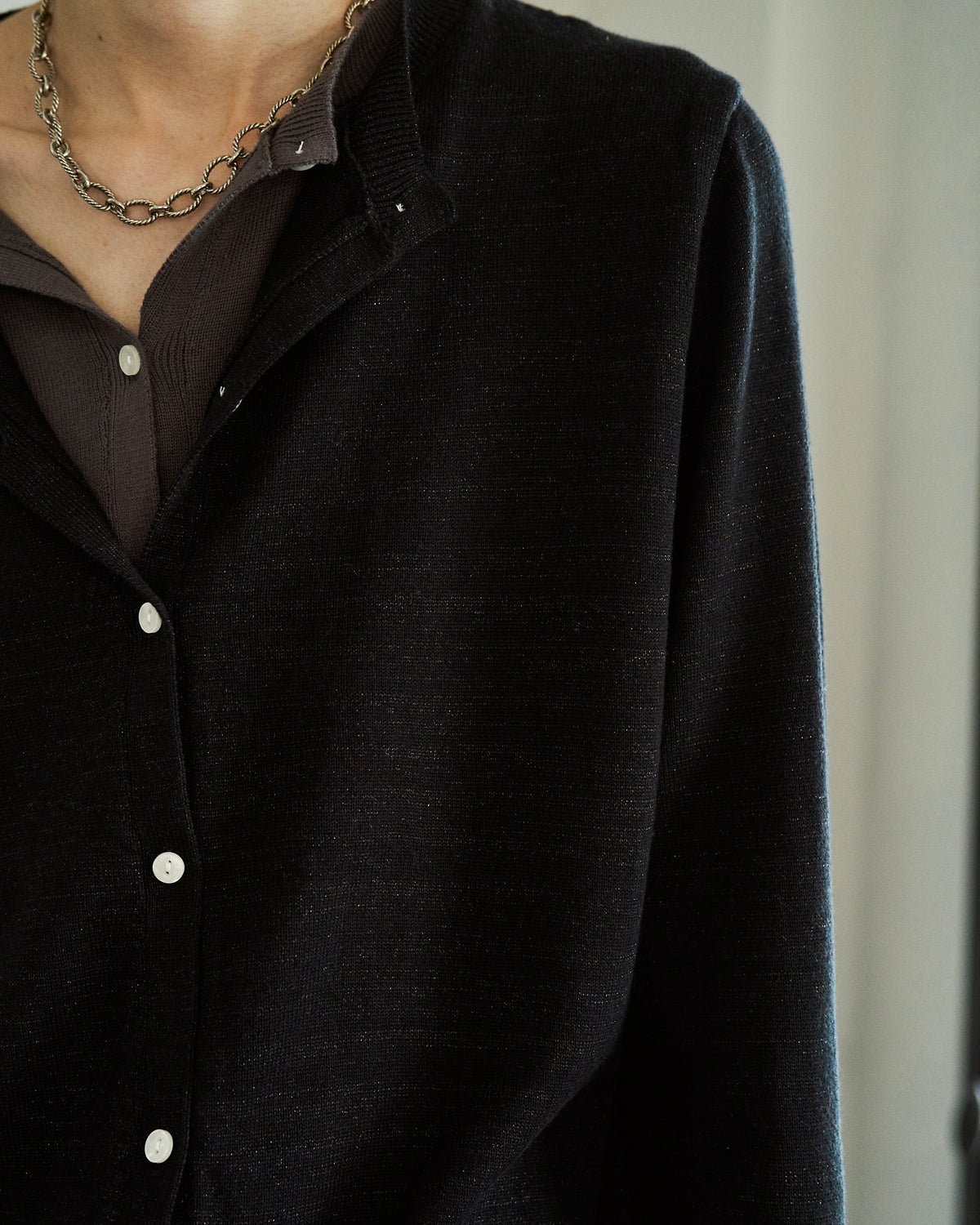 DOUBLE LAYERED KNIT CARDIGAN