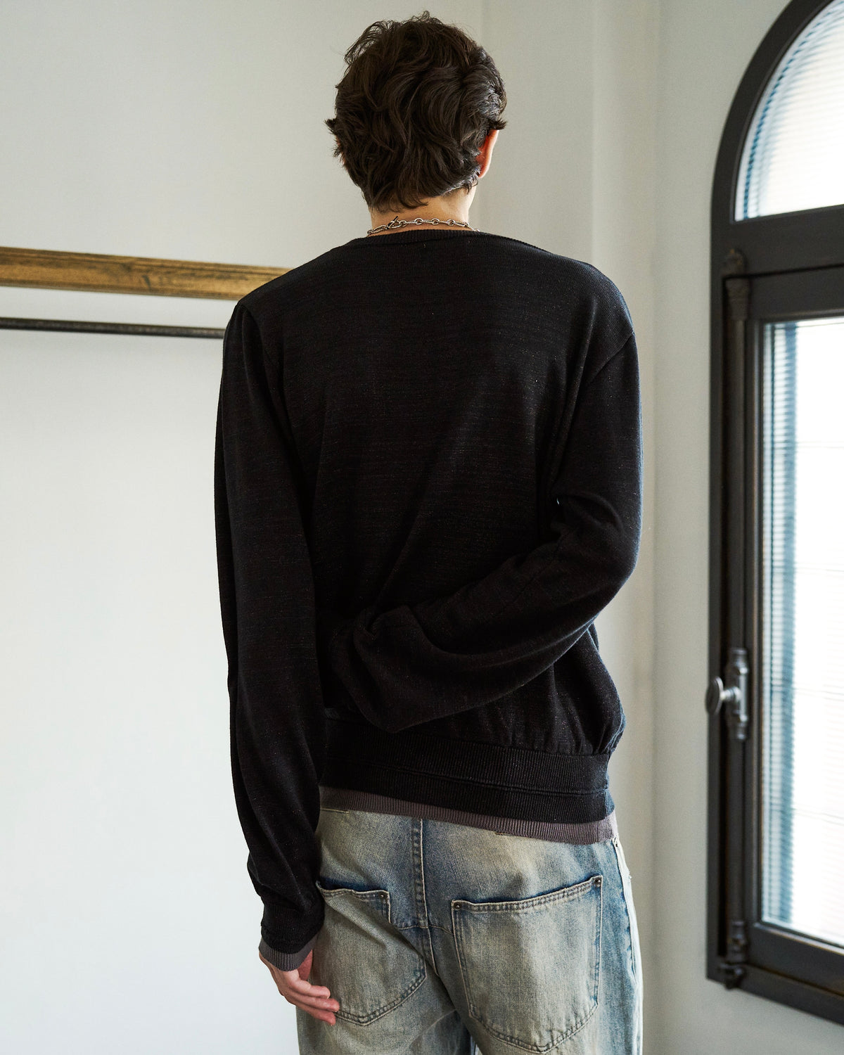 DOUBLE LAYERED KNIT CARDIGAN