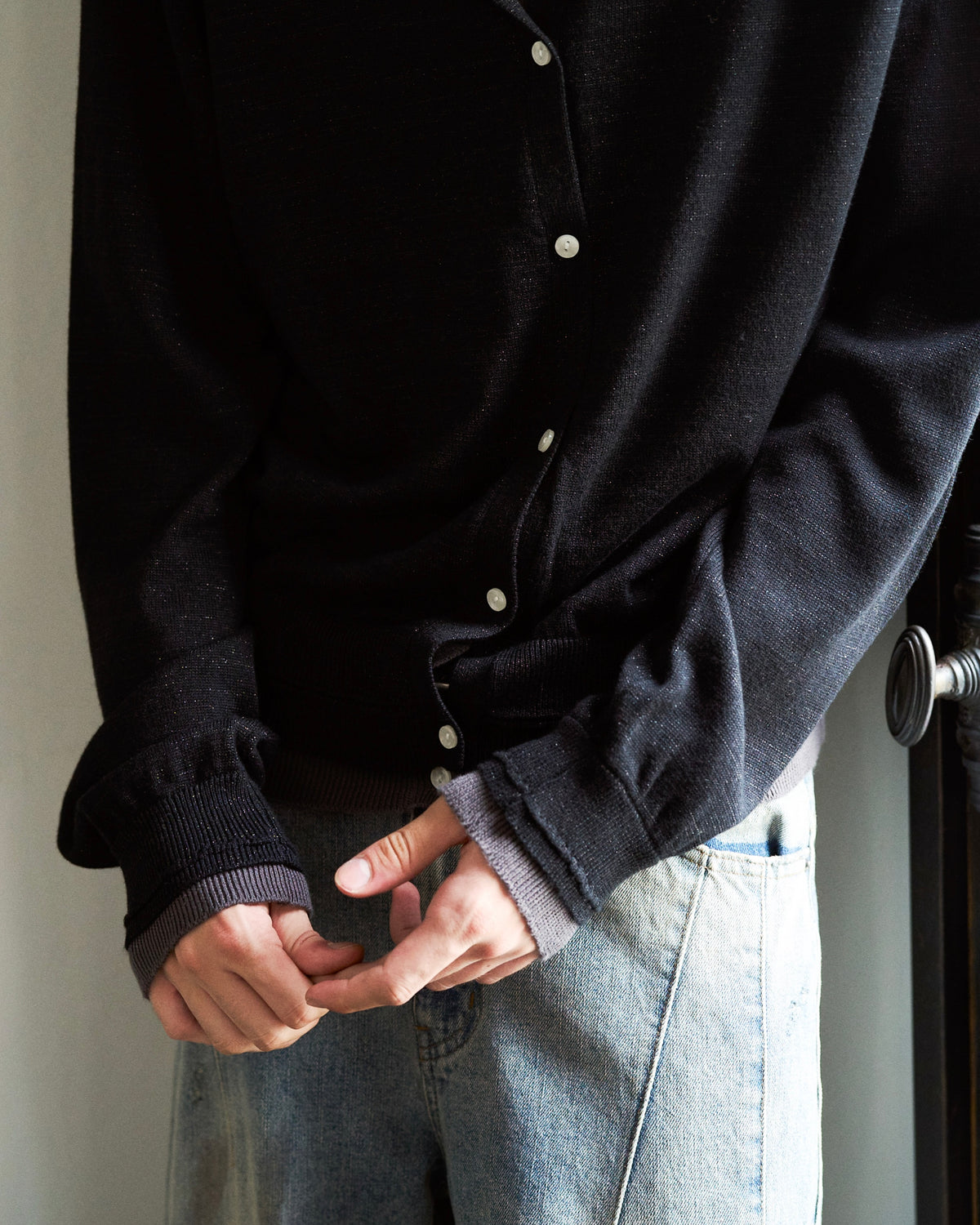 DOUBLE LAYERED KNIT CARDIGAN