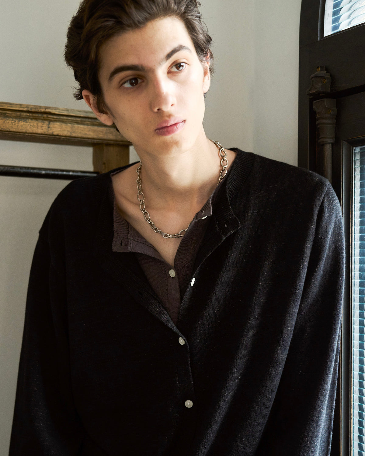 DOUBLE LAYERED KNIT CARDIGAN