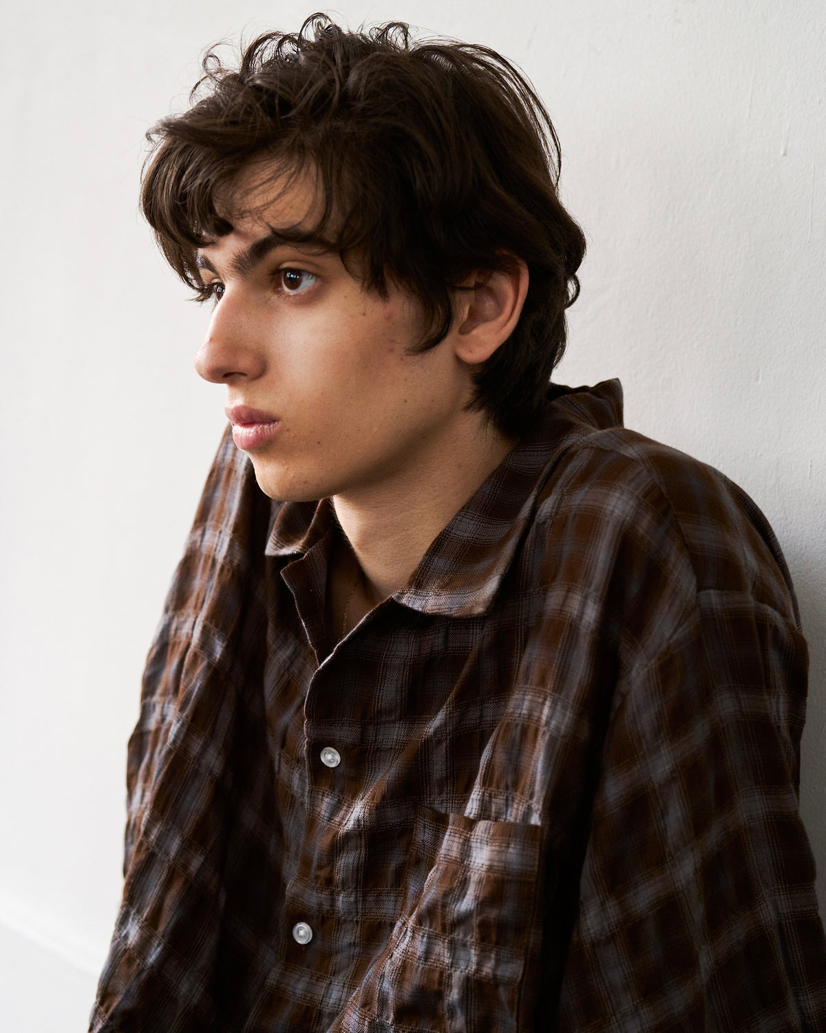 L/S SHIRRING CHECK SHIRT