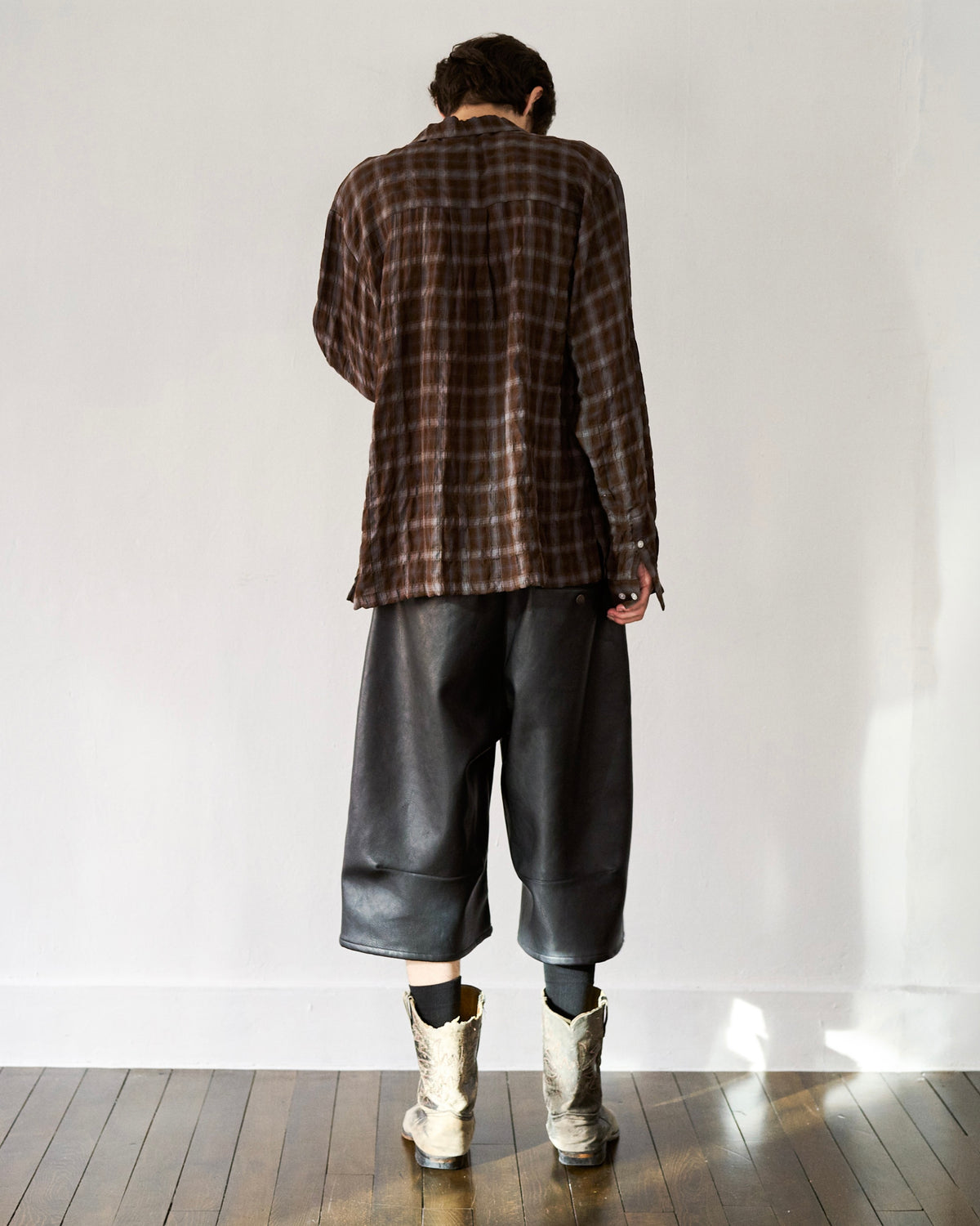 L/S SHIRRING CHECK SHIRT