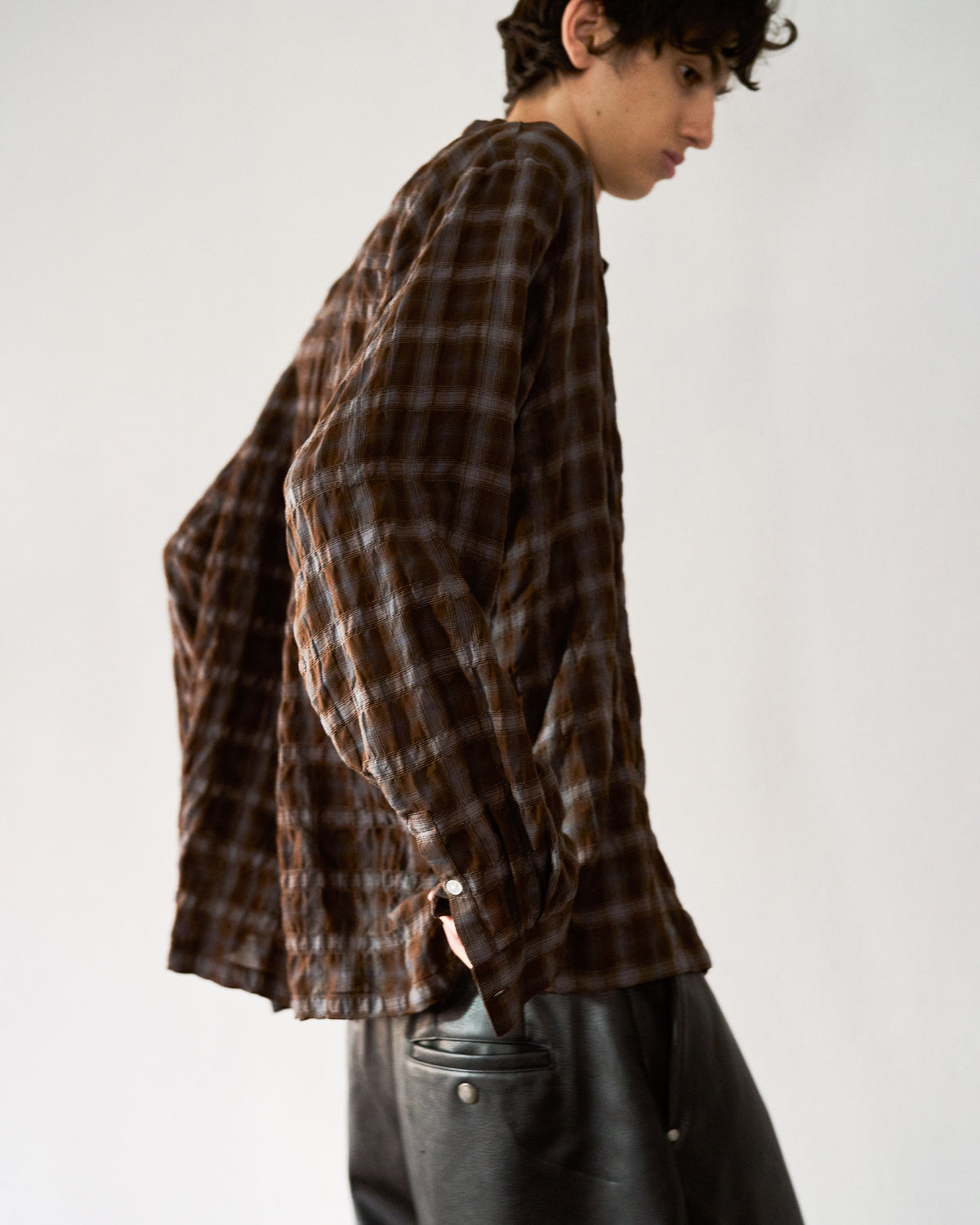 L/S SHIRRING CHECK SHIRT