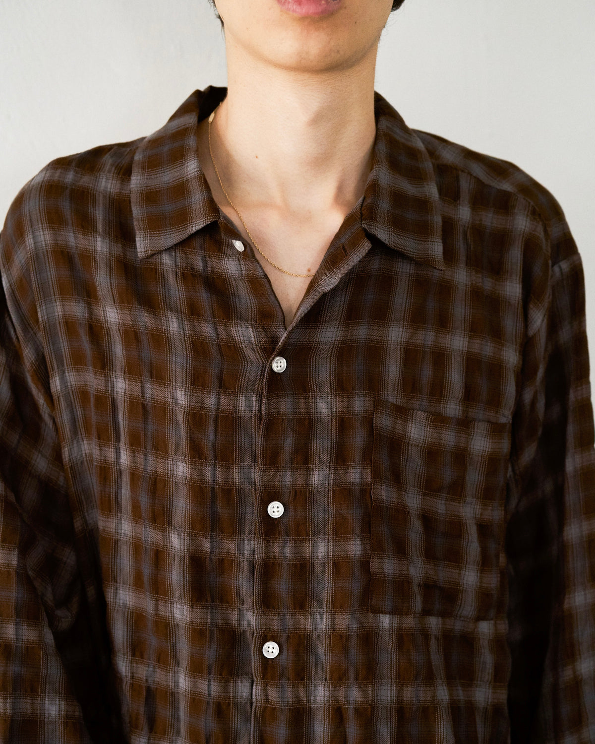 L/S SHIRRING CHECK SHIRT