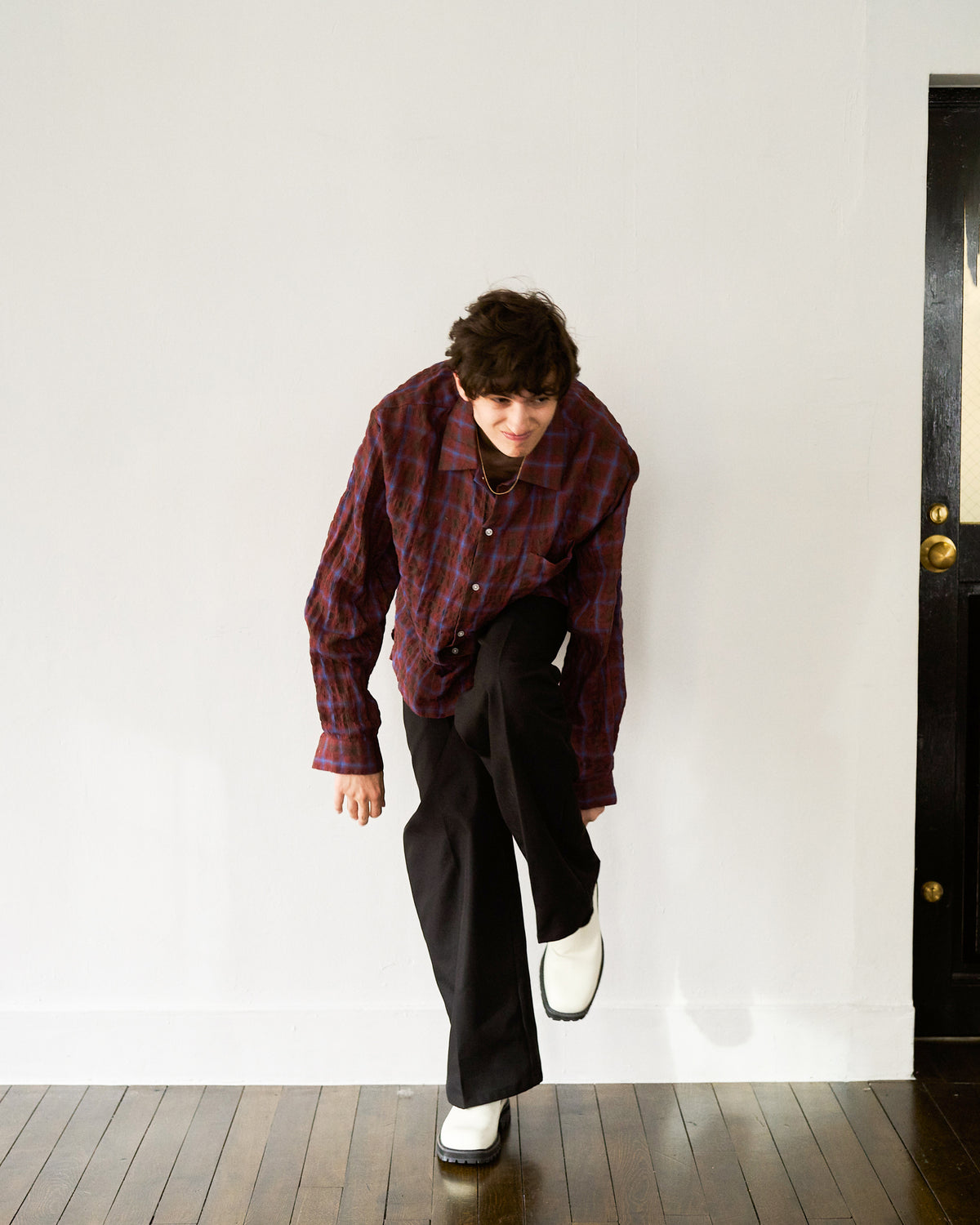 L/S SHIRRING CHECK SHIRT