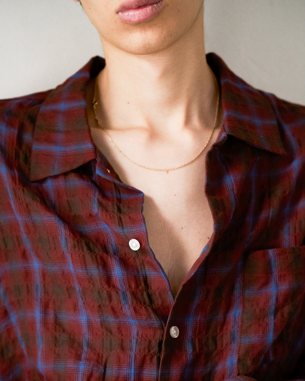 L/S SHIRRING CHECK SHIRT