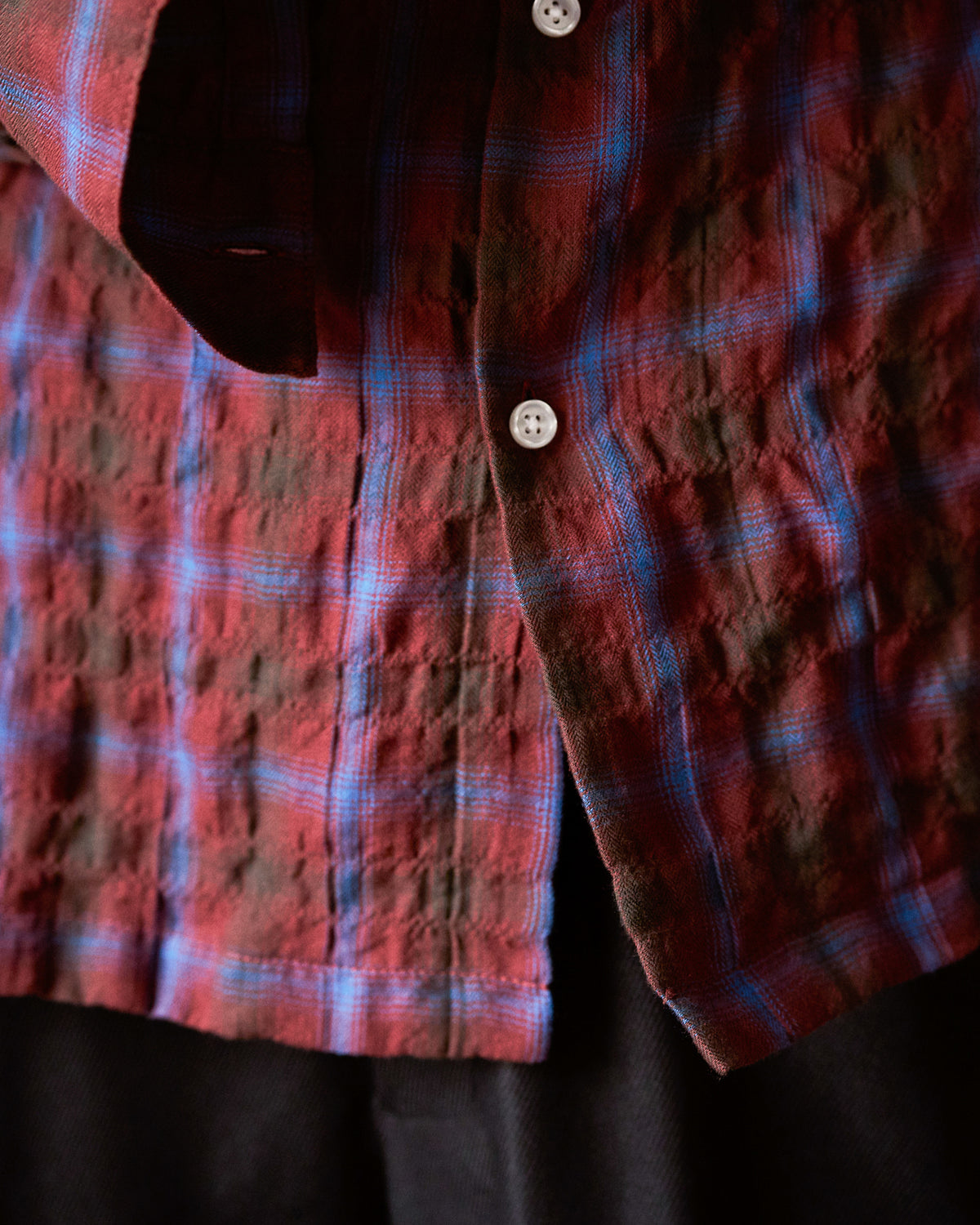 L/S SHIRRING CHECK SHIRT