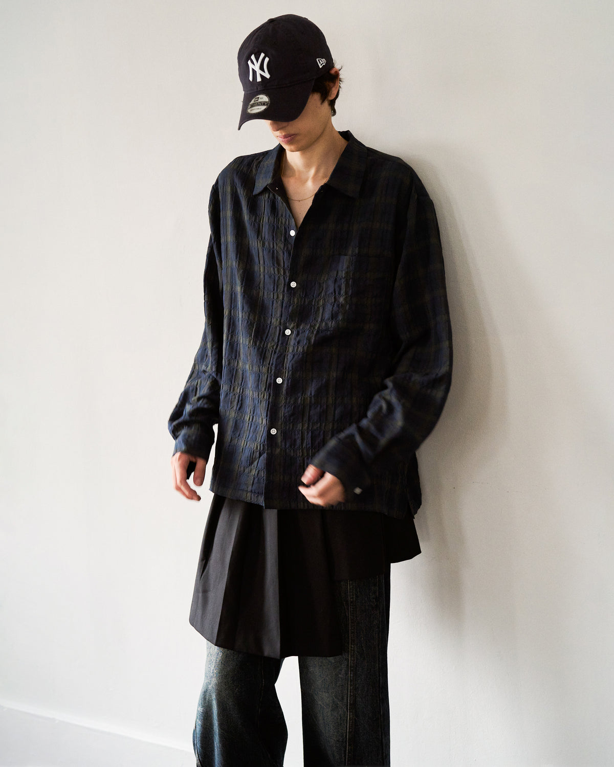 L/S SHIRRING CHECK SHIRT