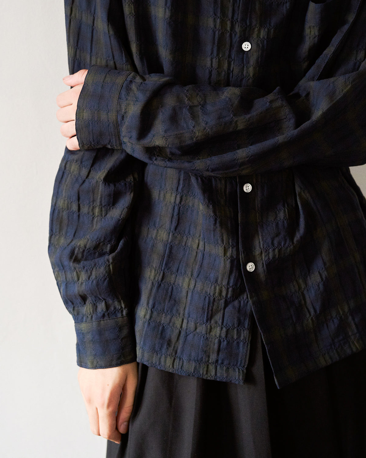 L/S SHIRRING CHECK SHIRT
