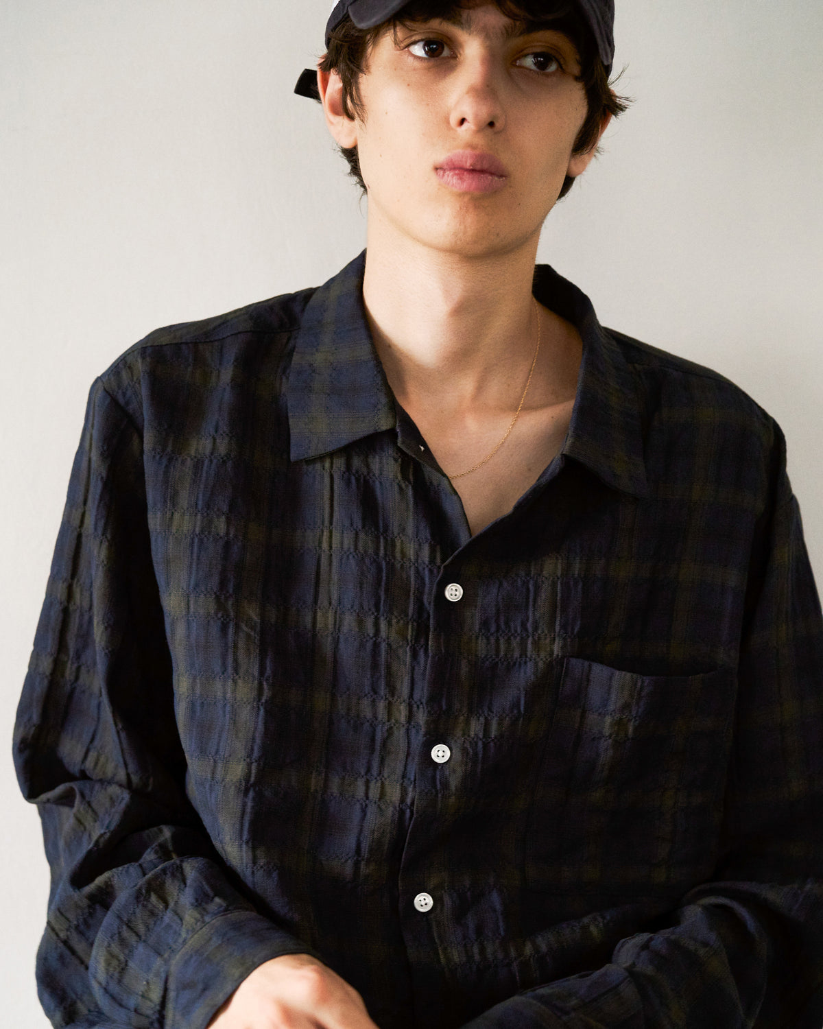 L/S SHIRRING CHECK SHIRT