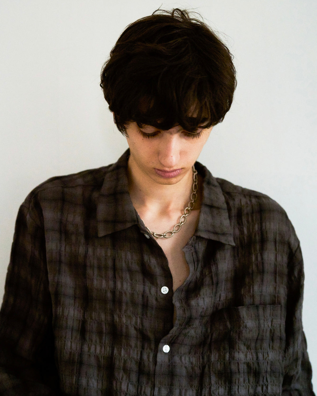 L/S SHIRRING CHECK SHIRT