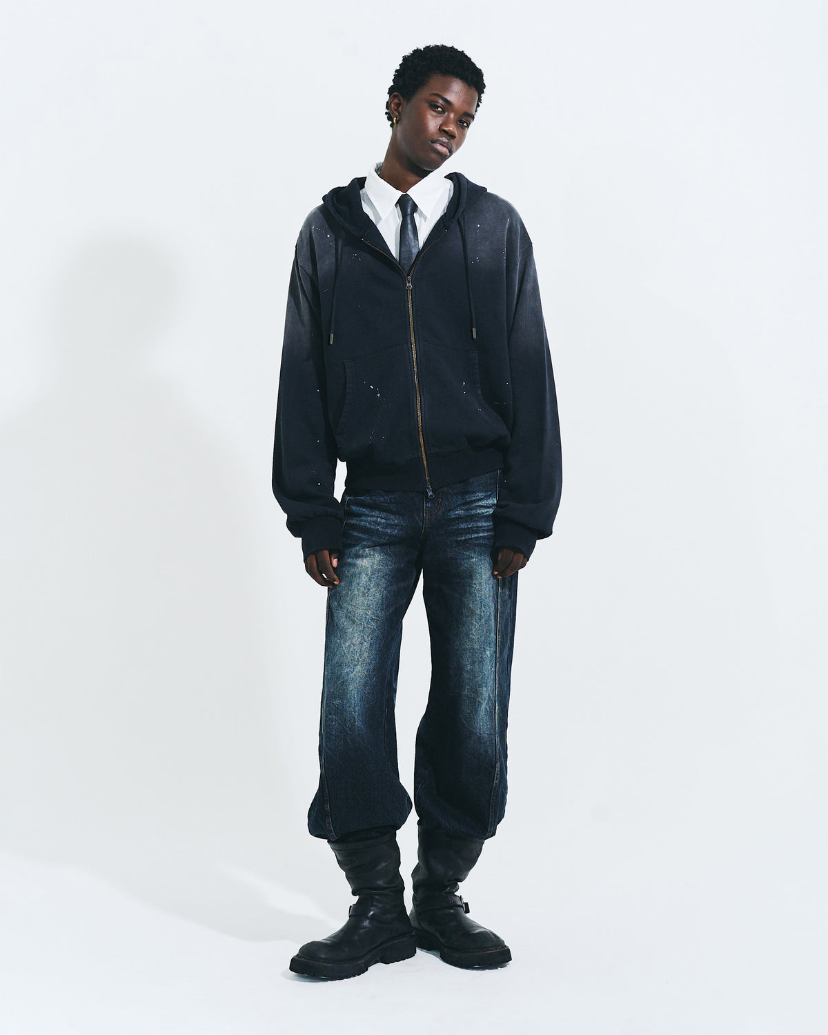 FADED PAINT DOUBLE ZIP HOODIE