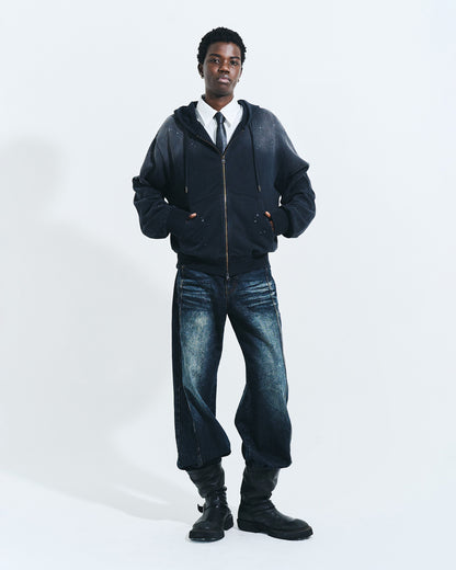 FADED PAINT DOUBLE ZIP HOODIE