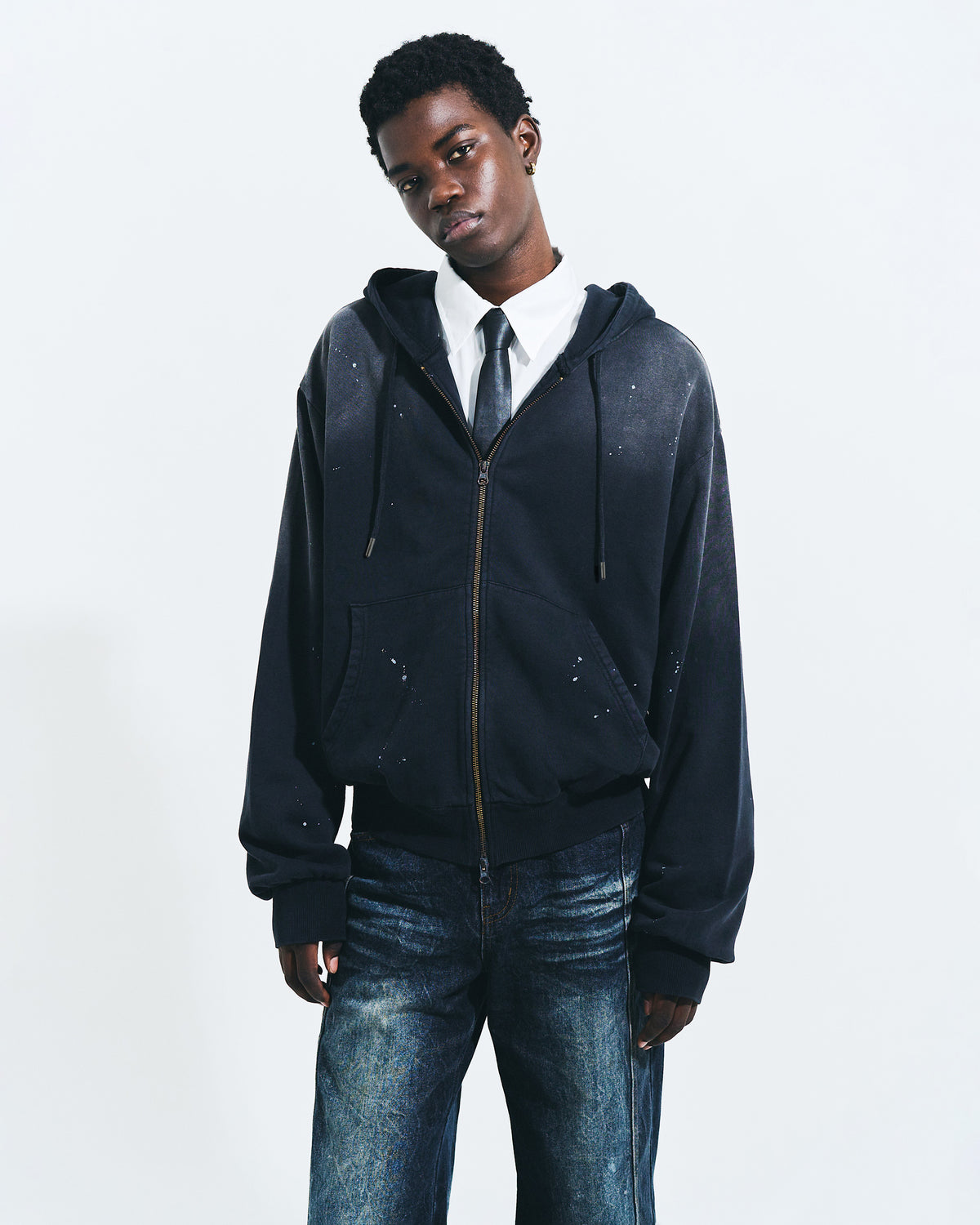 FADED PAINT DOUBLE ZIP HOODIE