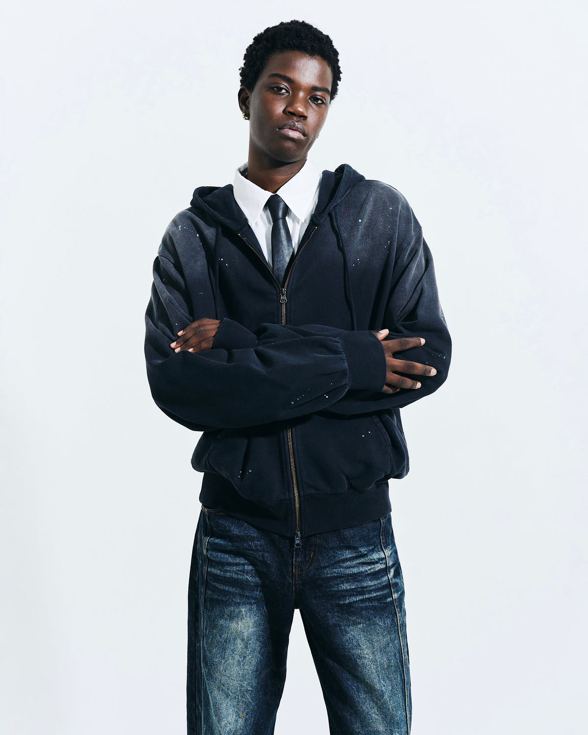 FADED PAINT DOUBLE ZIP HOODIE