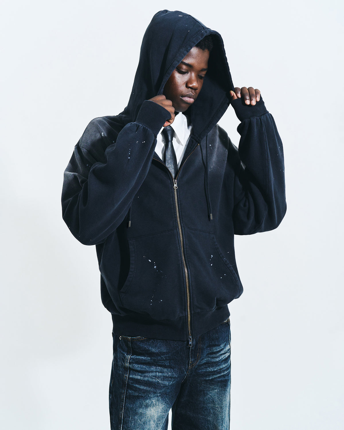 FADED PAINT DOUBLE ZIP HOODIE