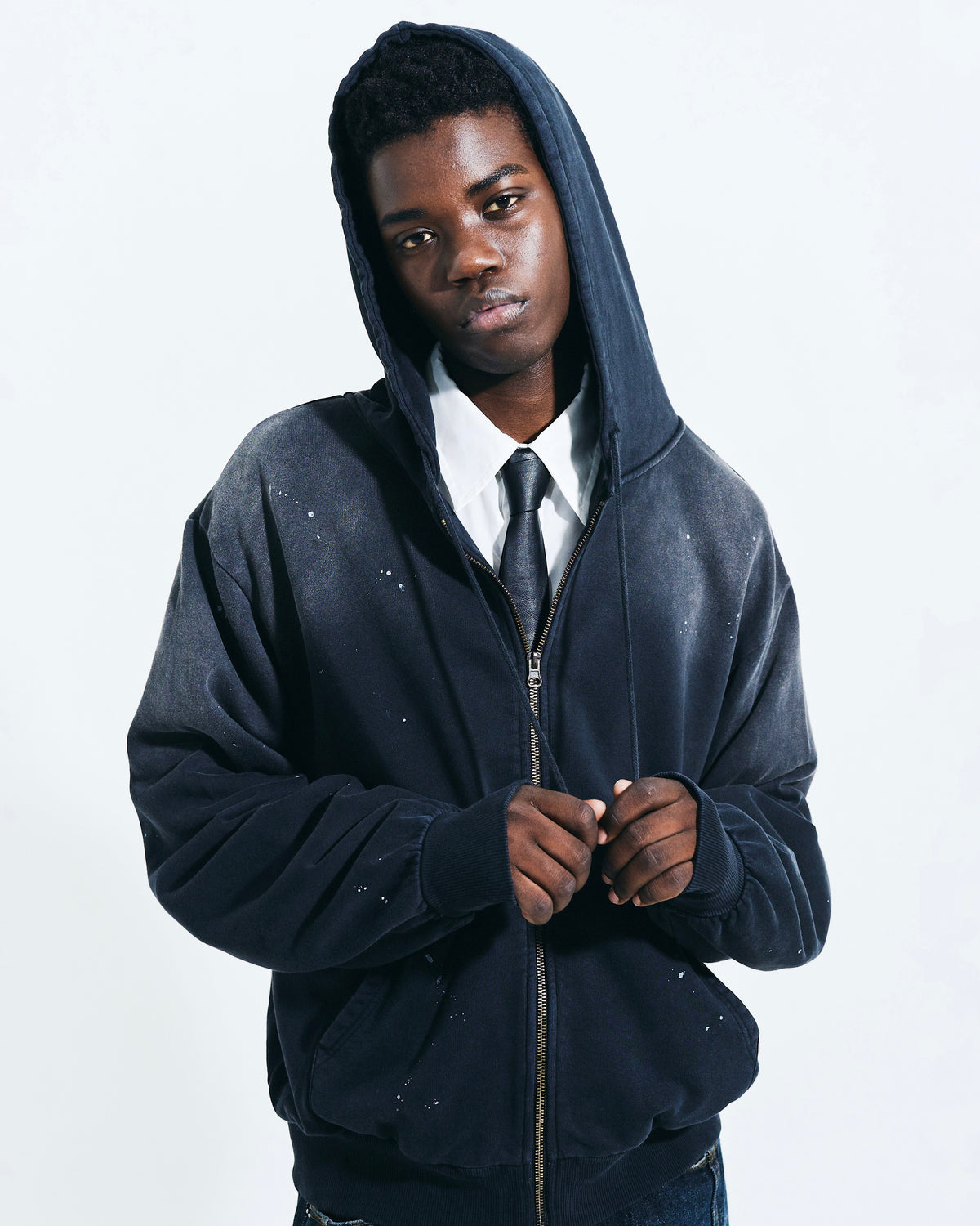 FADED PAINT DOUBLE ZIP HOODIE