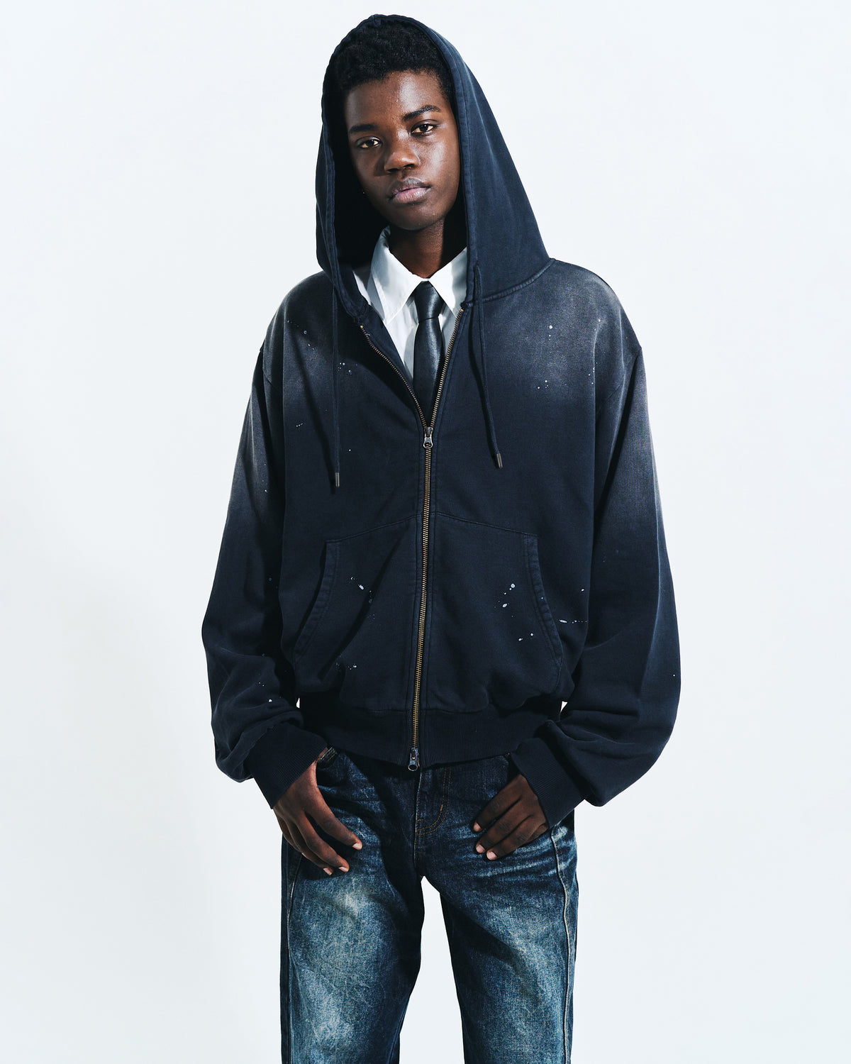 FADED PAINT DOUBLE ZIP HOODIE