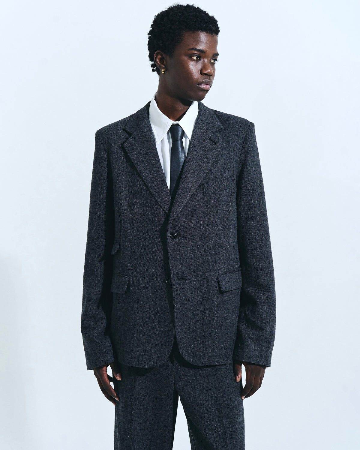 SINGLE BREASTED TWEED TAILORED JACKET