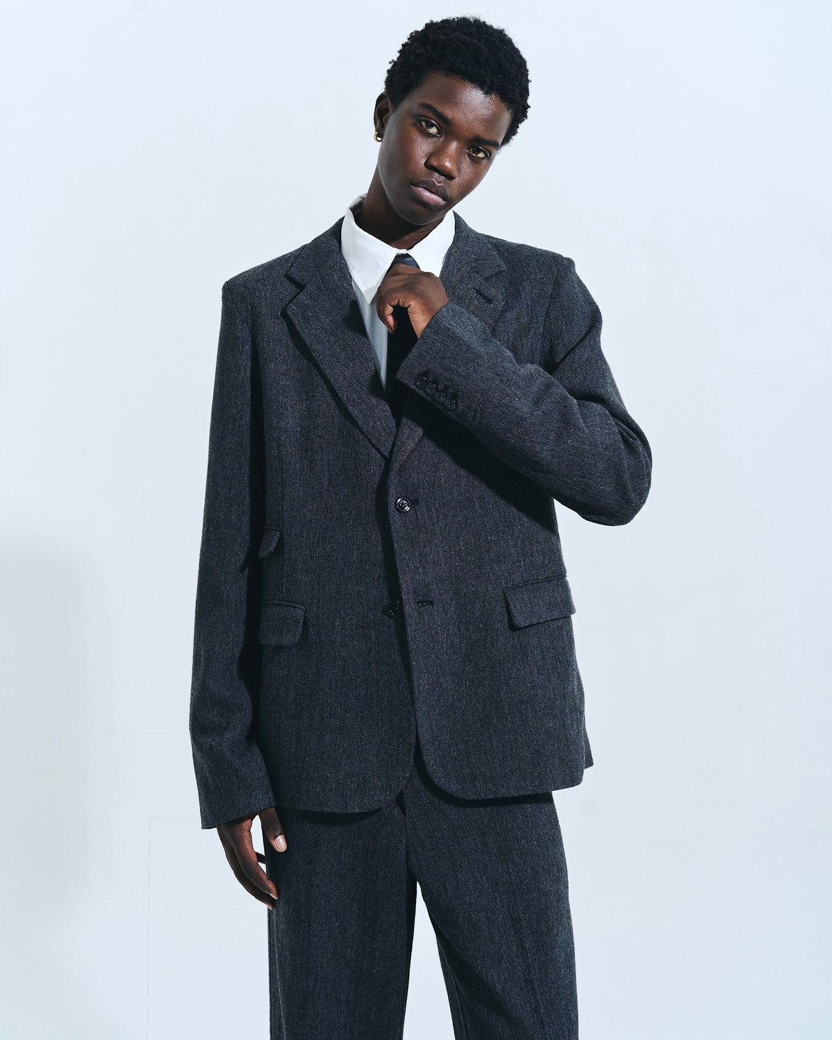 SINGLE BREASTED TWEED TAILORED JACKET