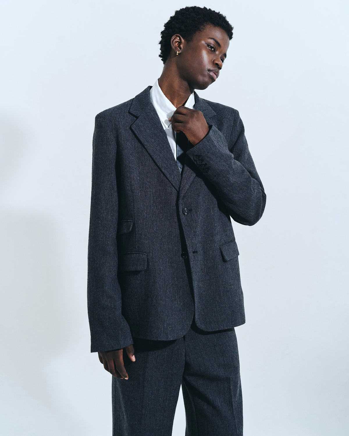 SINGLE BREASTED TWEED TAILORED JACKET