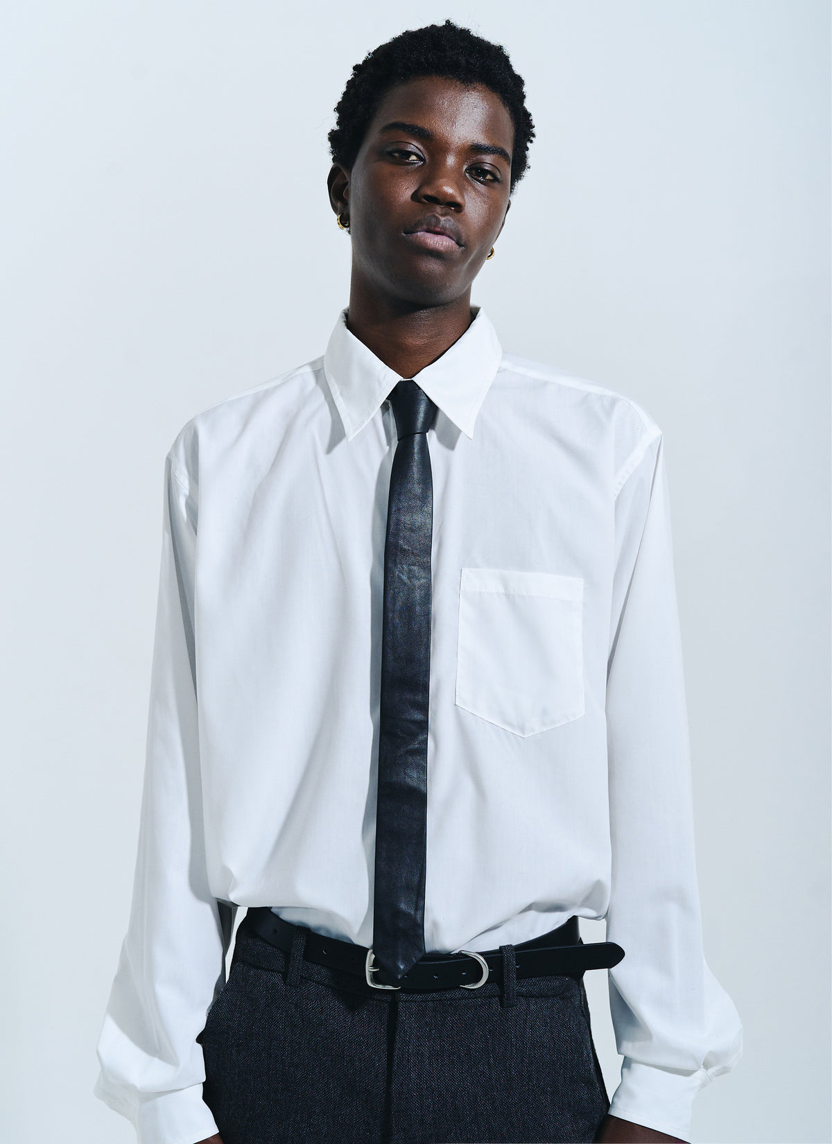 SLIM FAUX LEATHER TIE