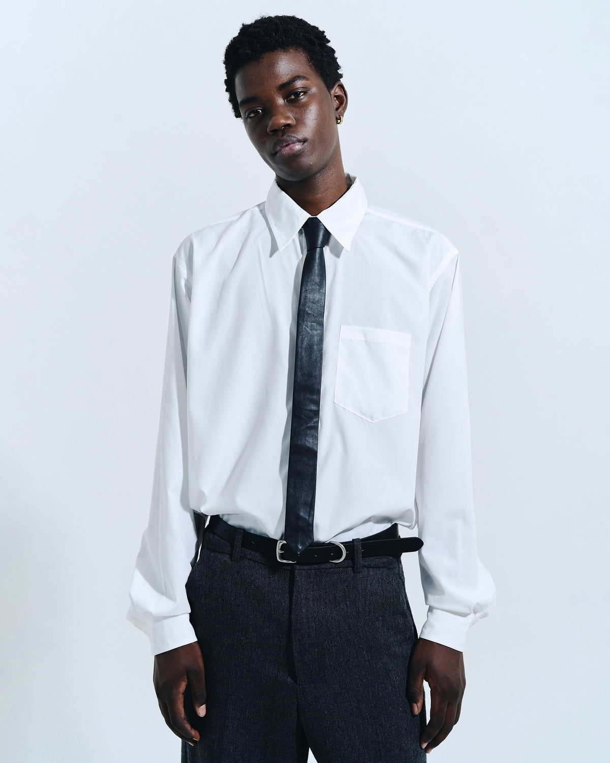 SLIM FAUX LEATHER TIE