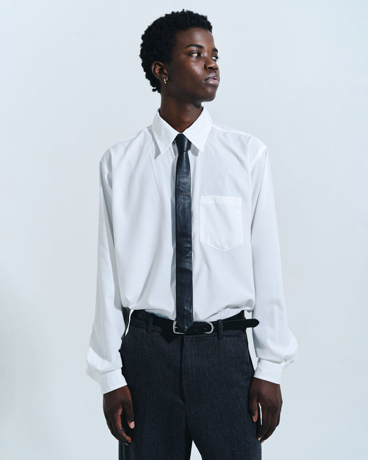 SLIM FAUX LEATHER TIE