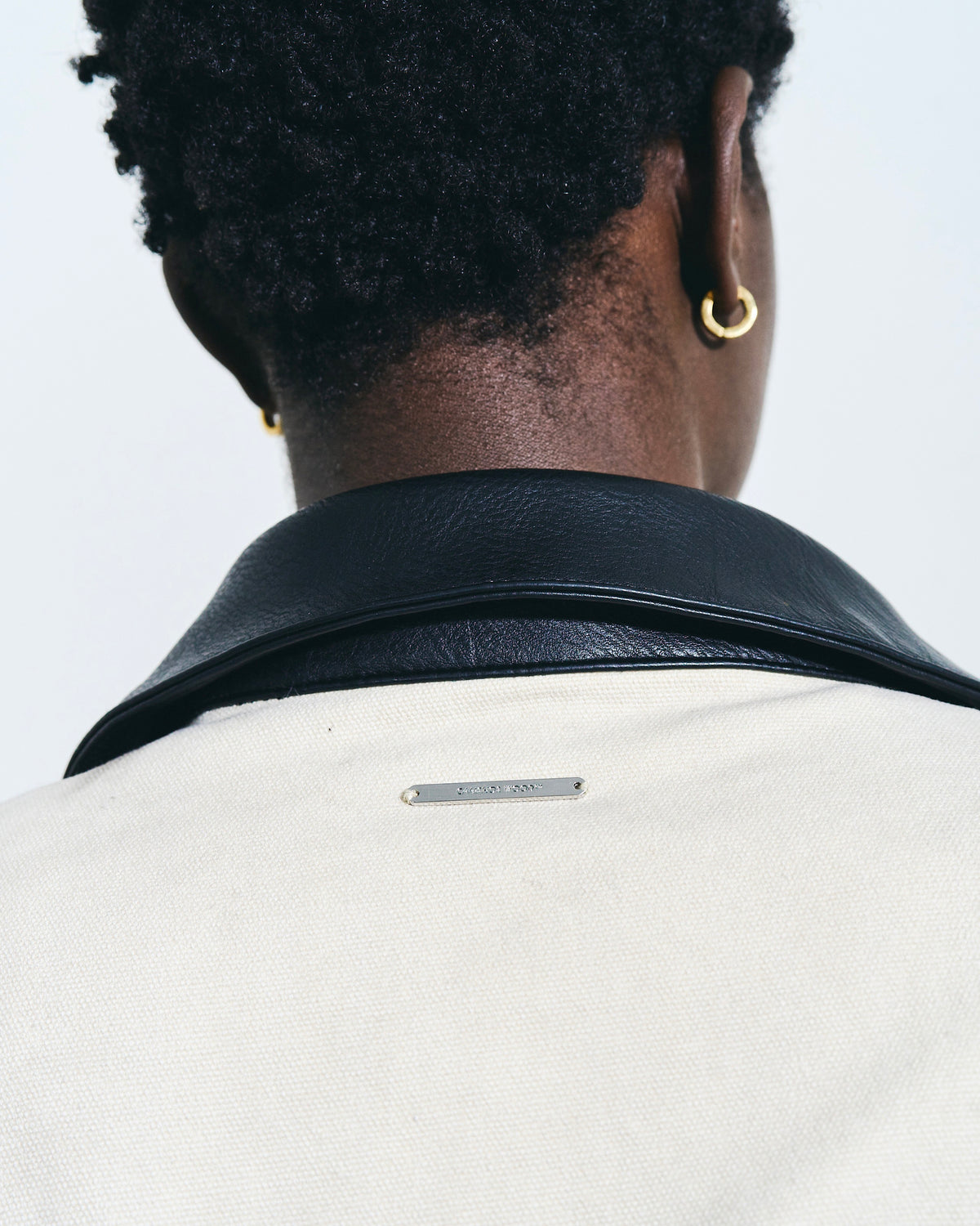 FAUX LEATHER COLLAR FADED DETROIT JACKET