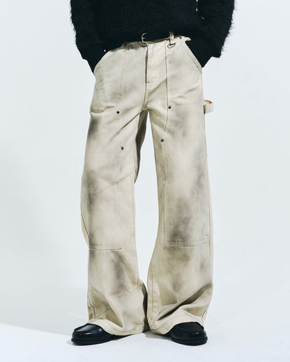 FADED DOUBLE KNEE PAINTER PANTS