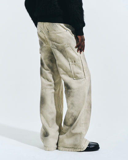 FADED DOUBLE KNEE PAINTER PANTS