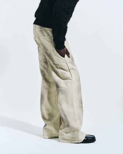 FADED DOUBLE KNEE PAINTER PANTS