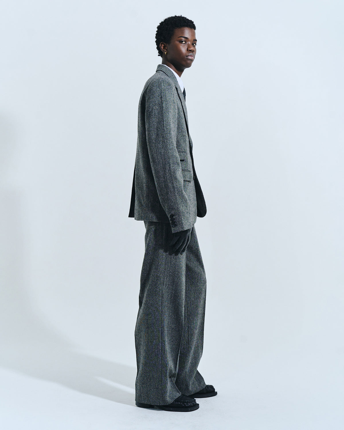 SINGLE BREASTED TWEED TAILORED JACKET