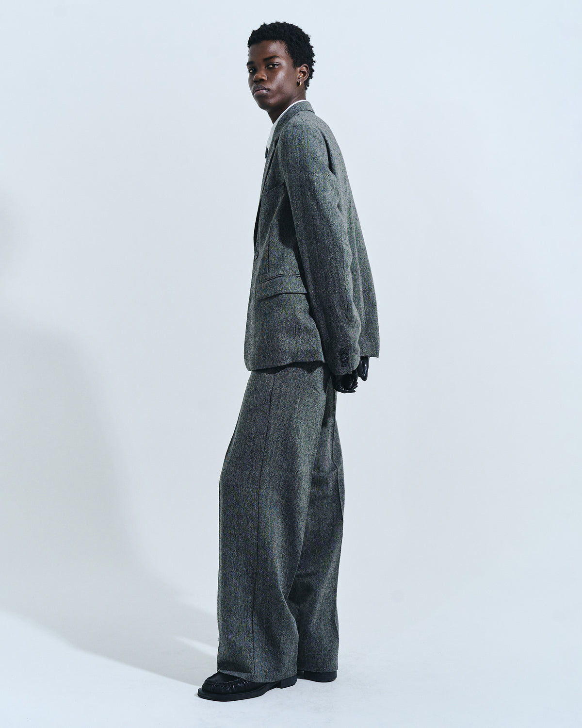 SINGLE BREASTED TWEED TAILORED JACKET
