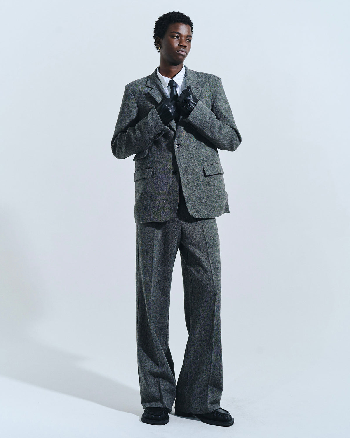 SINGLE BREASTED TWEED TAILORED JACKET
