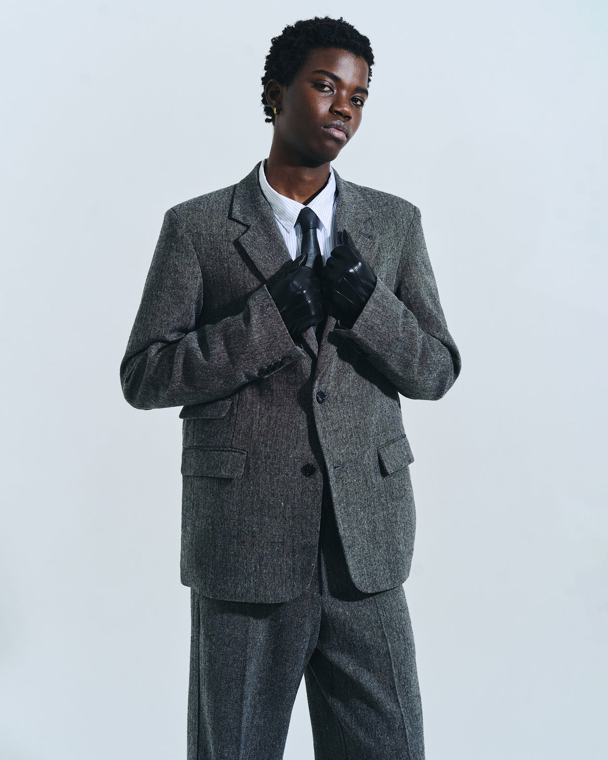 SINGLE BREASTED TWEED TAILORED JACKET