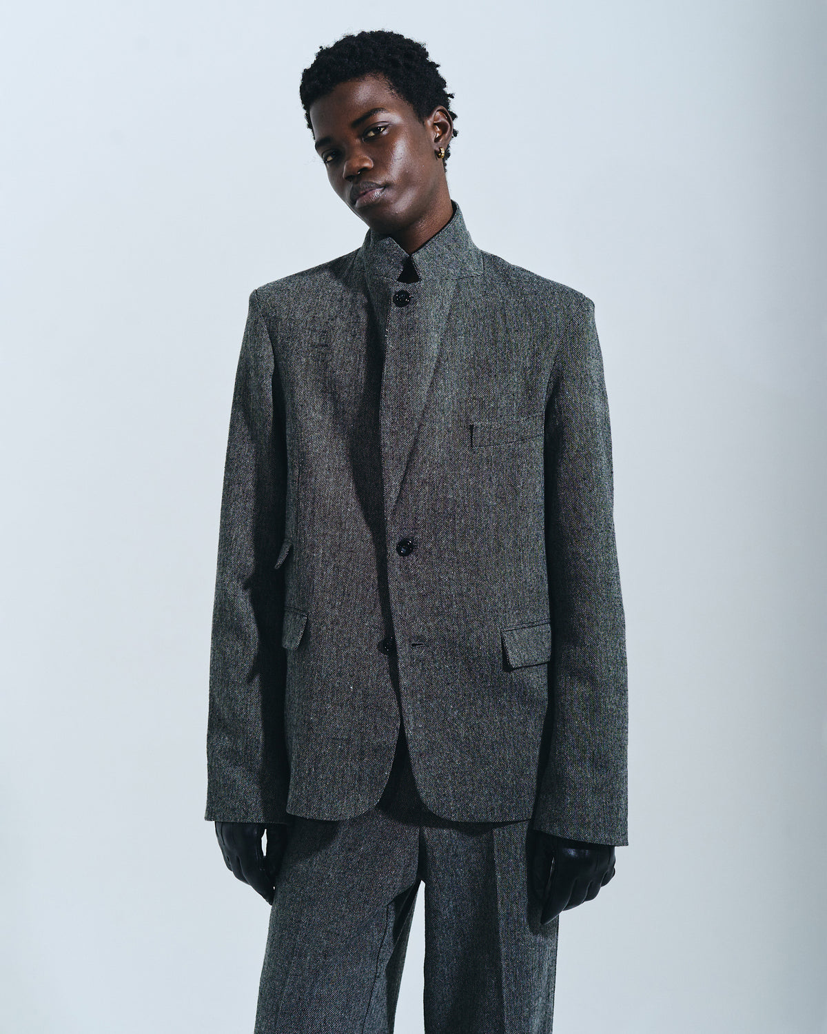 SINGLE BREASTED TWEED TAILORED JACKET